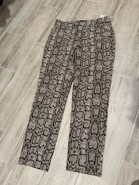 Zara Snake Print Straight Leg Pants in Black & Brown